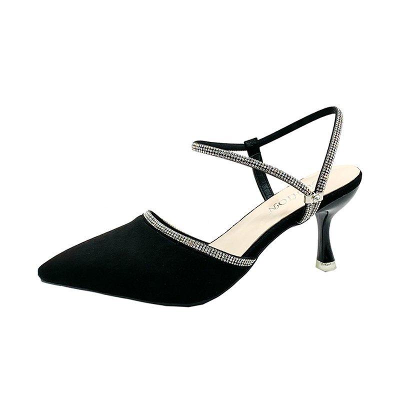Блестящие кожаные женские босоножки с открытым носком и ремешком на пятке, элегантные женские туфли со стразами и ремешком на высоком каблуке для вечеринки