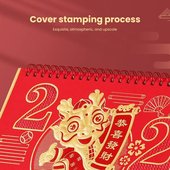 Настольный календарь на 2024 год, яркий цвет, плавное письмо, китайский Новый год, ежемесячный календарь, планировщик, подарок