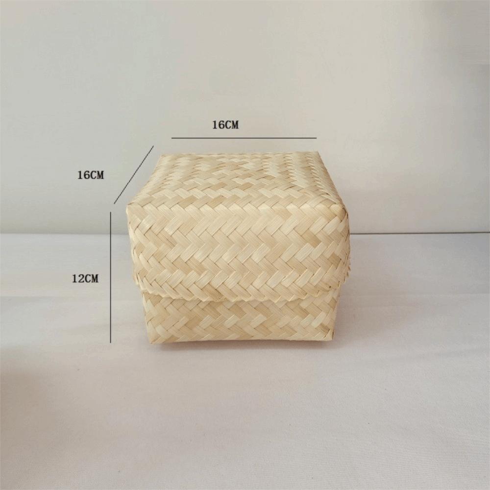Reusable Bamboo Woven Gift Box Handmade Wedding Cookies Candy Box Bamboo Teas Tin Party Decoration