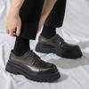 Men Oxfords Black Dress Derbys Platform Elevator Shoes Formal Business Shoes Height Increase Black Thick Sole Leather Shoes