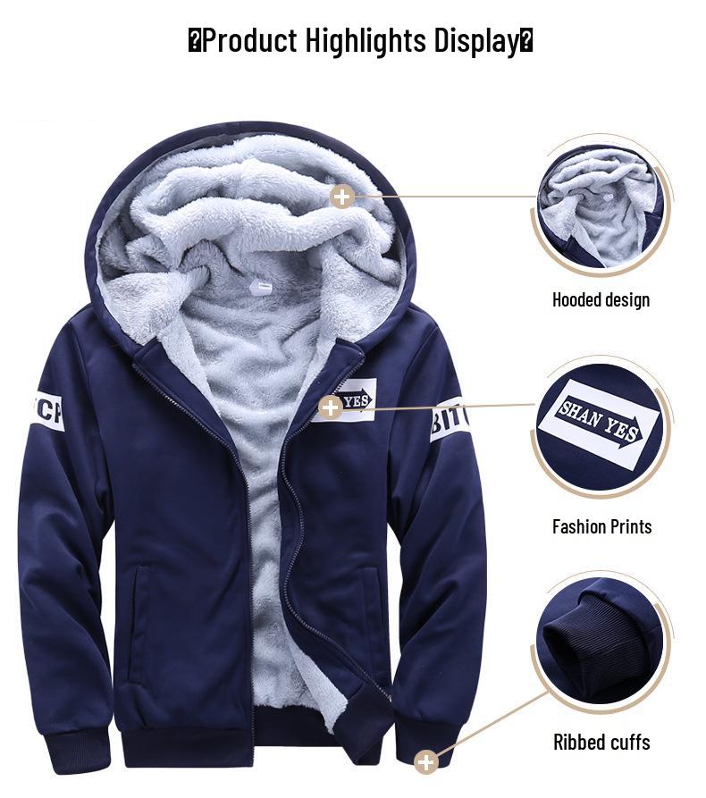 Men's Fleece-Lined Sporty Casual Two-Piece Suit for Autumn/Winter 2025