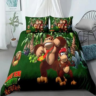 Мультяшная обезьяна Donkey Kong Комплект пододеяльника Кинг Квин Дабл Фул Твин Одинарный размер Комплект постельного белья Чехол с наволочкой На заказ