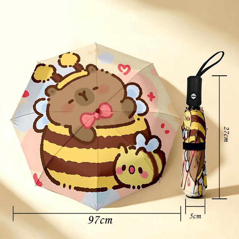 Bee Fun 8 Ribs 3Fold Black Glue Uv Protection Umbrella Sun Protection Rainproof Compact Folding Umbrella For Travel Daily Use C923711