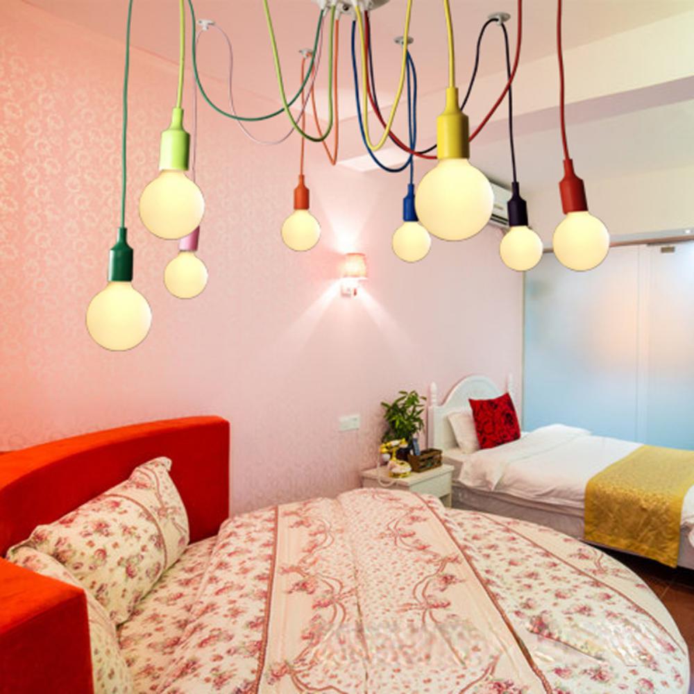 Colorful 6/8/10 Lights Lustre Retro Edison Bulb Chandelier Loft Light Pendant Lamp Spider Light Restaurant Warehouse