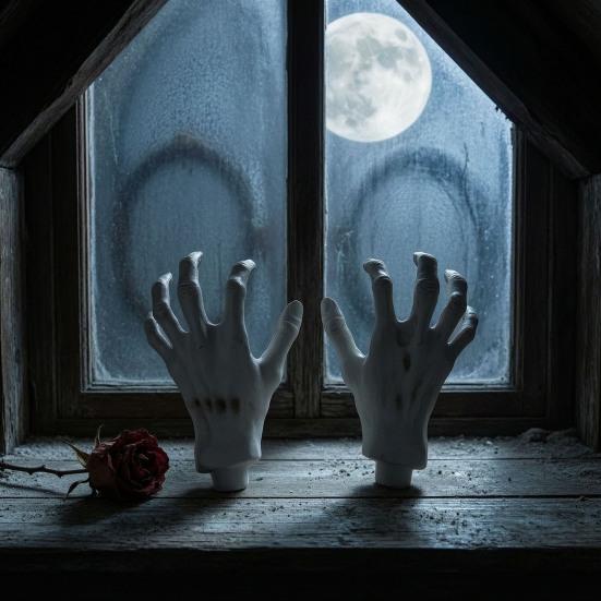Simulated Skeleton Ghost Hands 1 Pair Halloween Hands, Realistic Plastic Zombie Life Horror Party Favors Size Severed Fake for Terror Scary