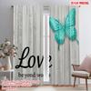 2pcs 2D Flat Printing Drapes Beautiful Butterfly Love Polyester Without Electricity All Season Party & Holiday Decor Use for