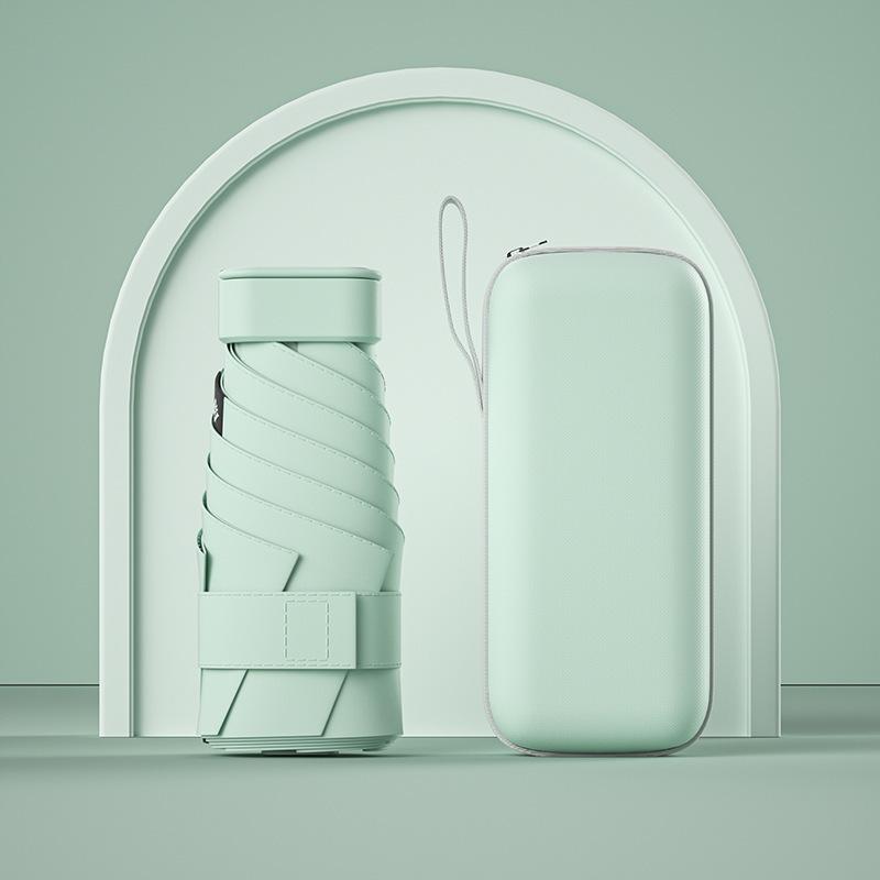 UPF50+ Mini Folding Umbrella Vinyl Small Sun Shade Umbrella Pocket Rain Travel Umbrella Ultraviolet Protection Capsule Parasol