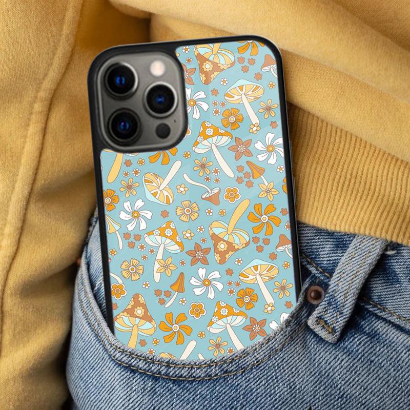 Психоделические Грибы Цветочные Мягкий Чехол для Телефона для iPhone 17 Air 16e Pro max 15 Pro 13 14 Plus 11 12 MagSafe Магнитный Чехол