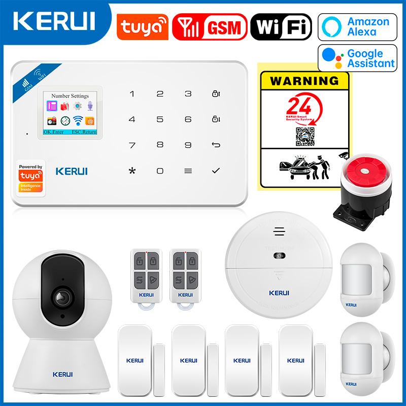 KERUI W181 Tuya Smart WIFI GSM Security Alarm System Works With Alexa Home Burglar Motion Detector Door Sensor Outdooor Camera