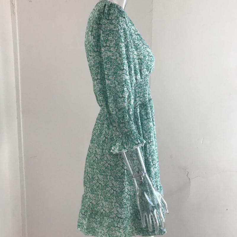 GMXIA Платье миди с приталенным пуловером в стиле бохо с короткими рукавами и цветочным принтом