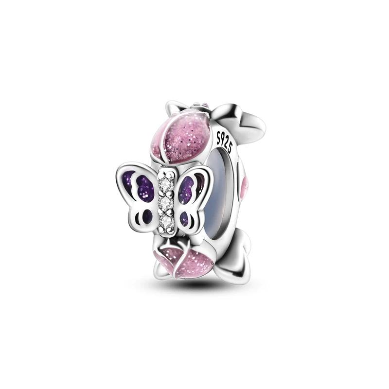 Spacer Clip Charms Safety Chain 925 Silver love Daisy Heart Charms Fit 4MM hole diamete Bracelet Jewelry DIY Gift