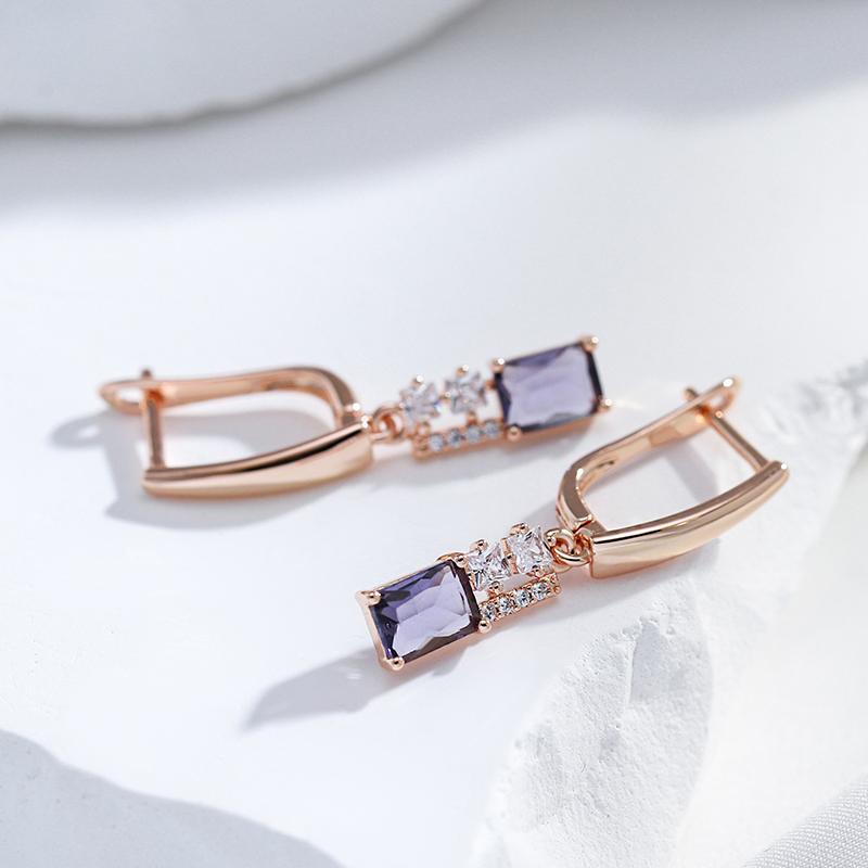 Элегантные висячие серьги с фиолетовым цирконием для женщин, винтажные одинаковые ювелирные изделия, модные подарки