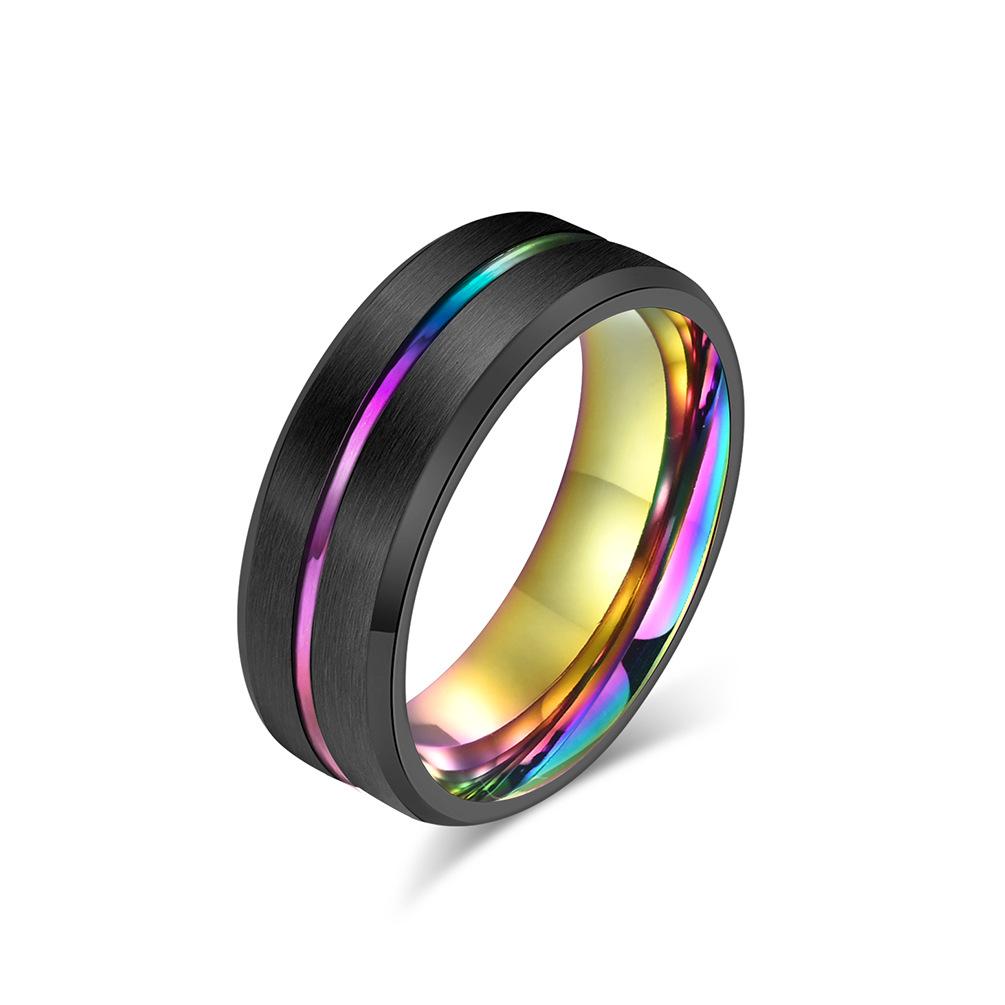 Кольцо из вольфрамовой стали с прорезью 8 мм для мужчин, модный аксессуар в стиле легкой роскоши, персонализированный, двухцветный, вольфрамовое золото, устойчивый к царапинам