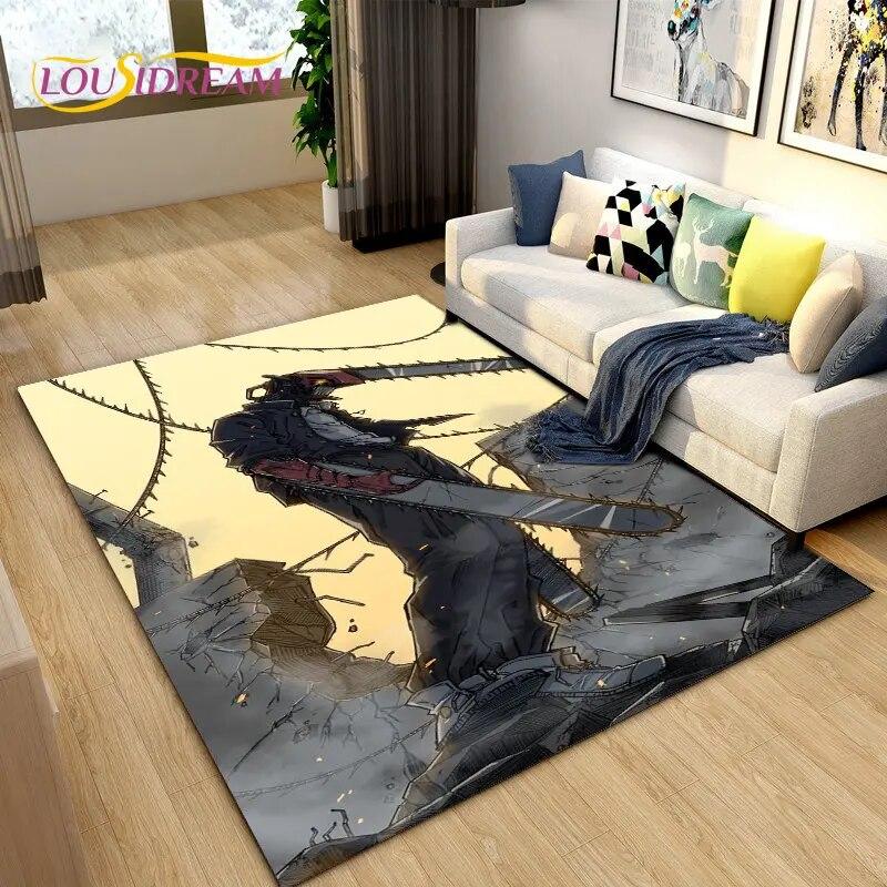 3D Chainsaw Man Anime Denji Cartoon Area Rug, ковер для гостиной, спальни, дивана, коврика, украшения, детский нескользящий напольный коврик