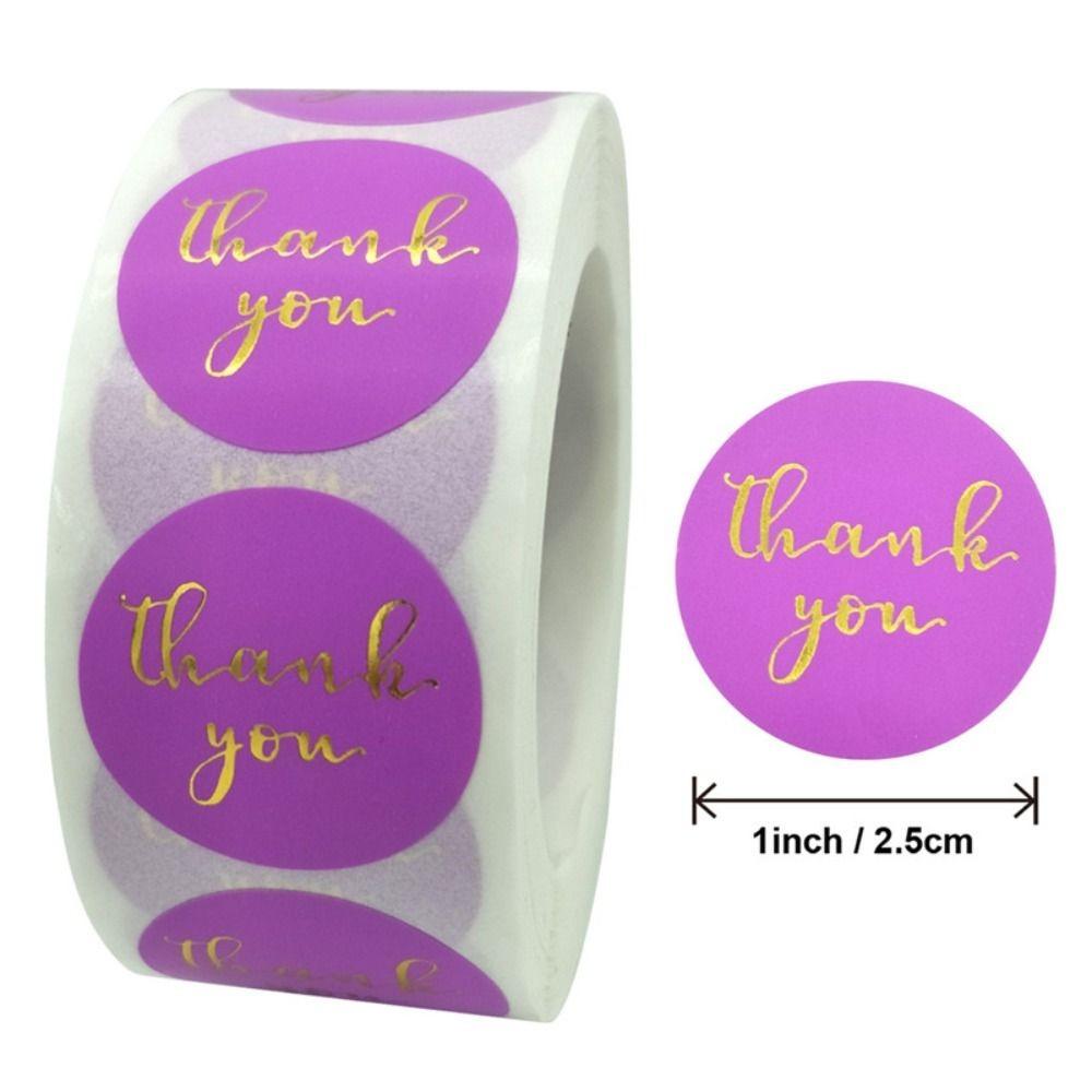500 Pcs Purple Label Stickers Round Label Roll Self-Adhesive Stickers Birthdays
