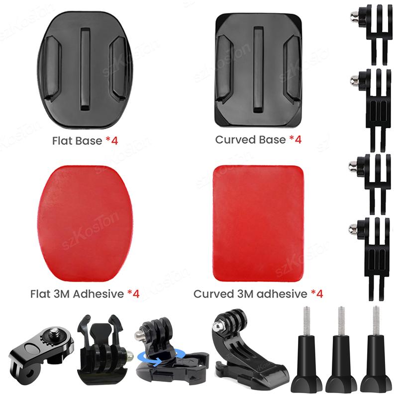 Крепления на шлем с клеевым слоем, плоское изогнутое крепление для GoPro Hero 13 12 11 10 9 8 Insta360 X5 X4 AKASO DJI OSMO Action 5 Pro SJCAM