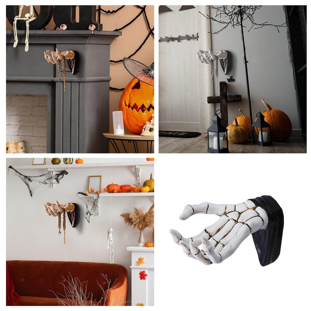 Halloween Skeleton Hand Key Holder Wall Mounted Multifunctional Skeleton Hand Wall Hooks Resin Gothic Ornament Packs