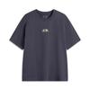 Li Ning Sports Lifestyle Series Модная футболка с принтом, круглым вырезом, свободного кроя, с коротким рукавом, унисекс, топы, темно-пурпурный, серый AHSV277-4