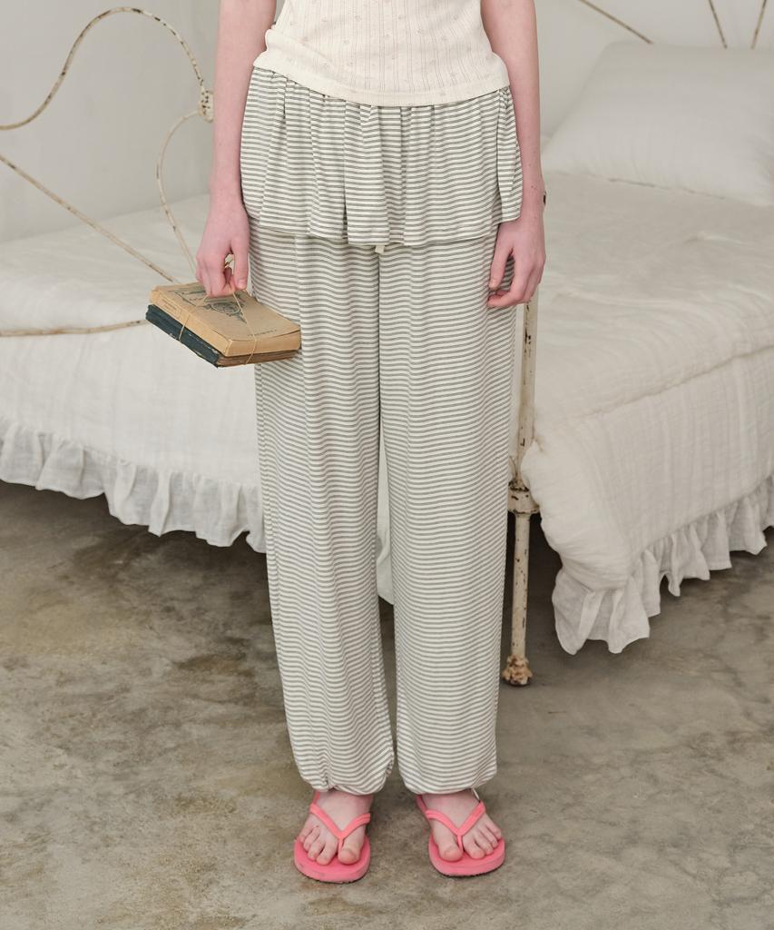 FUNFROMFUN Layered Stripe Pants, Cream