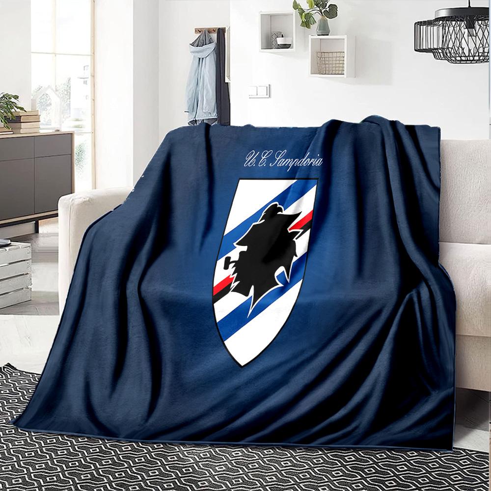 Sam-pdoria Team Crest Design Flannel Blanket, Soft Polyester, Modern Design, All-Season for Camping, Travel, Gifts for holidays or birthdays