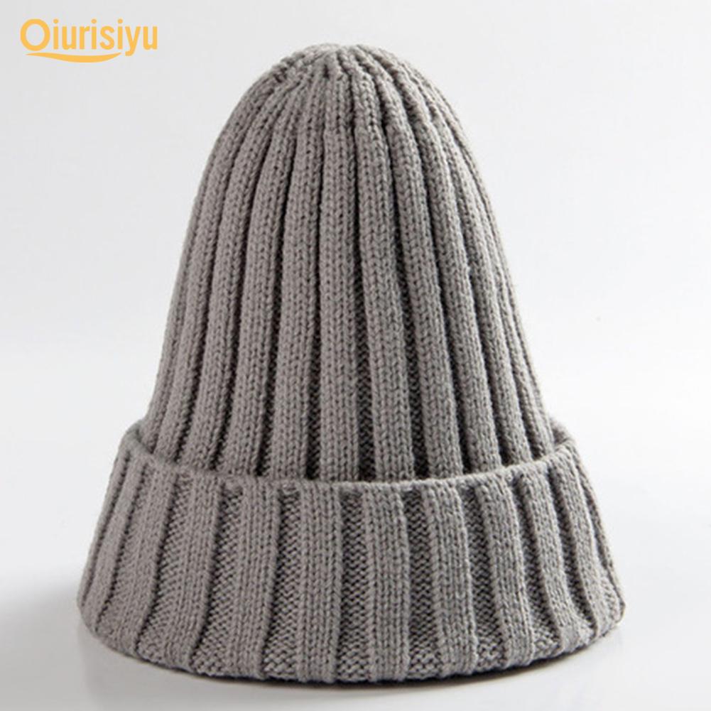 Унисекс однотонная теплая вязаная шапка в стиле хип-хоп