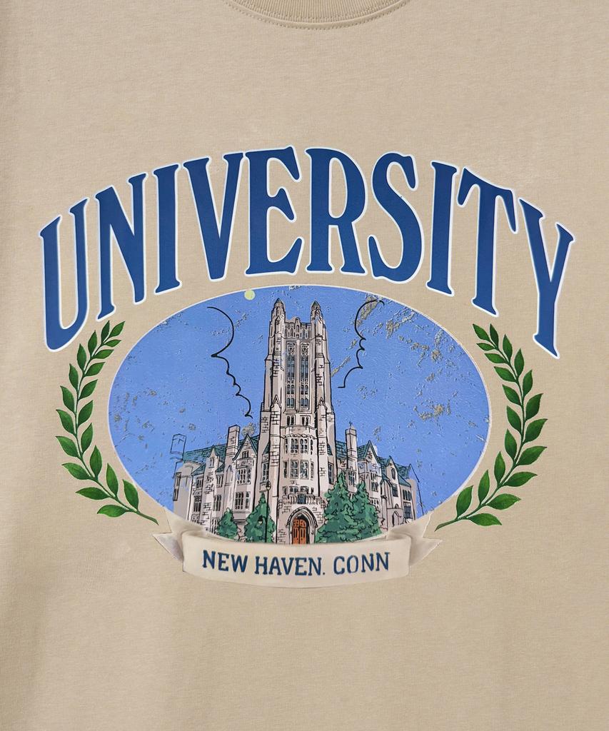 Графическая футболка YALE Harkness Tower_Бежевый