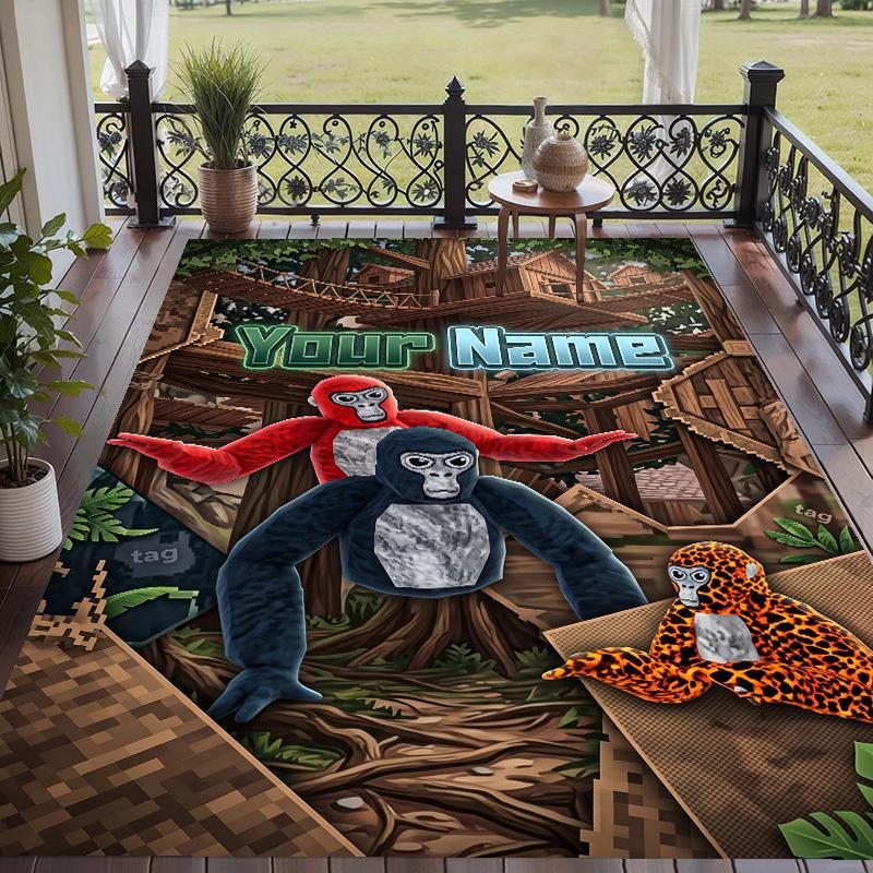 Custom Text Gorilla Tag cartoon Pattern Floor Rug Soft Indoor Carpet Mat Living Room Bedroom
