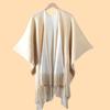 Women's Scarf Autumn and Winter Fan Thickened Simple and Versatile Double-sided Split Large Shawl Knitted Sweater Cape Warp Knitting