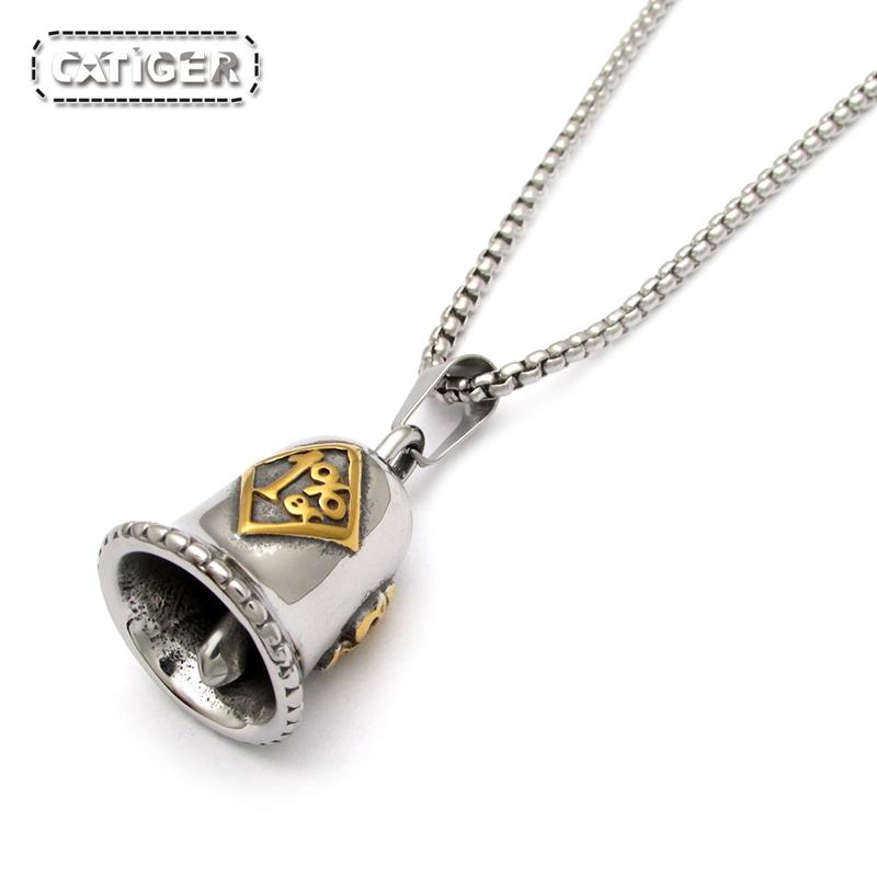 Punk 316L Stainless Steel Silver Color Gold Plated One Percent 1% er Skull Biker Bell Pendant Motorcycle Jewelry
