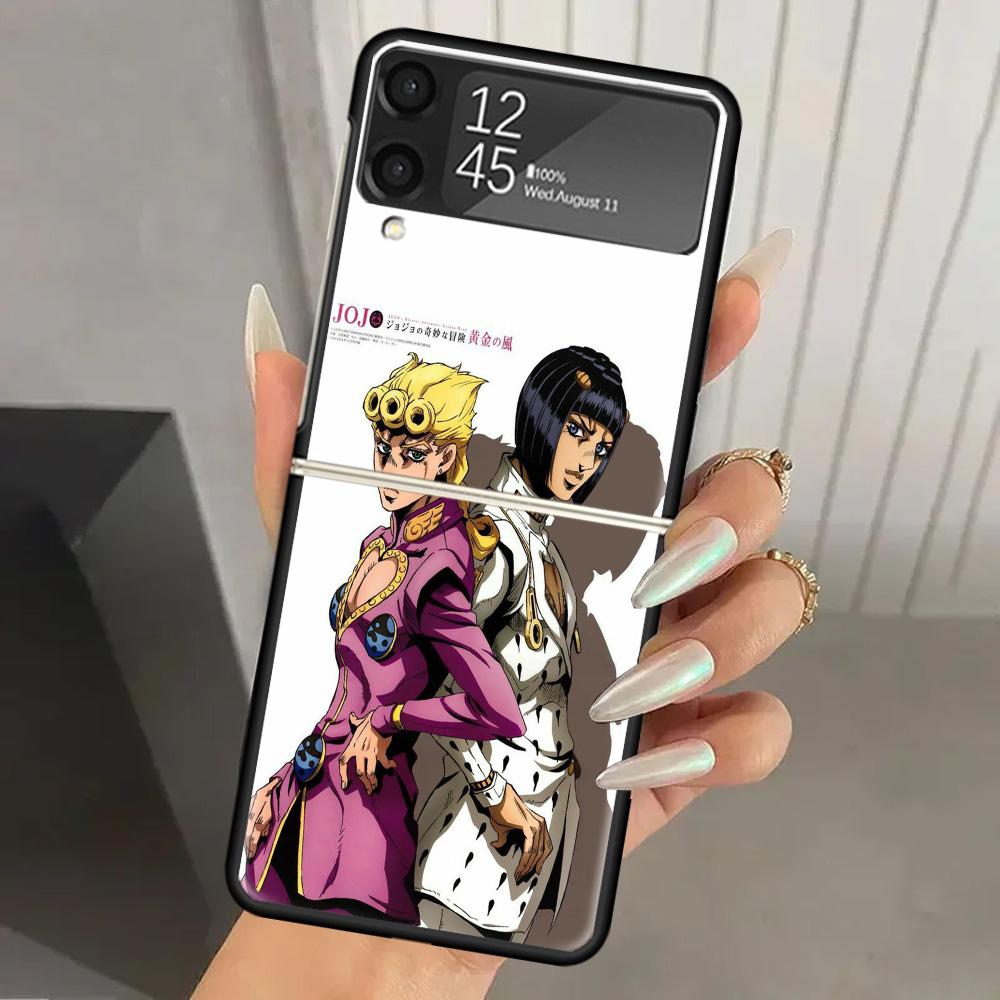 Жесткий ПК Чехол для Телефона JoJo's Bizarre Adventure Золотой Ветер Для Samsung Galaxy Z Flip 7 6 5 4 3 Черный ZFlip7 ZFlip6 Flip5 Flip4 Flip3