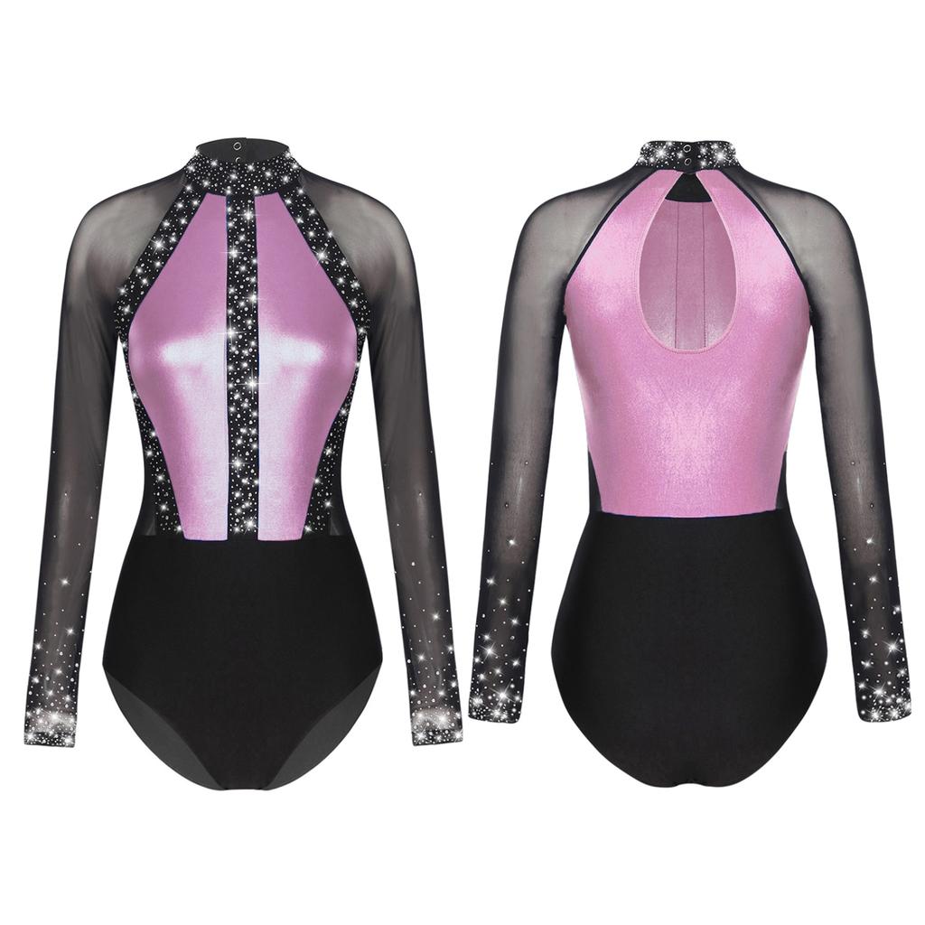 Женский гимнастический купальник в стиле пэчворк с цветными блоками, боди, топы, вечерние танцевальные костюмы, танцевальная одежда