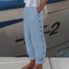 Женские брюки модного цвета с эластичной талией на пуговице повседневные
