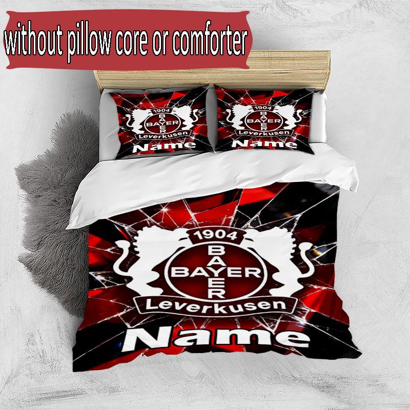 3pcs Duvet Cover Set (1*Duvet Cover + 2*Pillowcase, Without Core), Custom Name Bayer 04 Leverkusen Pattern Bedding Set, Home Bedroom Decor Gift