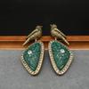 Бренд Mihmily - французские серьги с зелеными геометрическими бриллиантами, преувеличенный ретро-стиль в стиле суда
