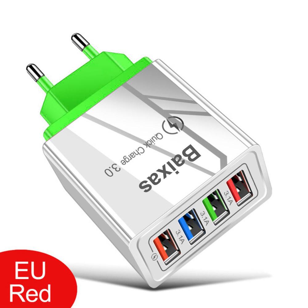 4-портовое USB-зарядное устройство для мобильных телефонов и планшетов, дорожное, стандарт США и ЕС, 3А
