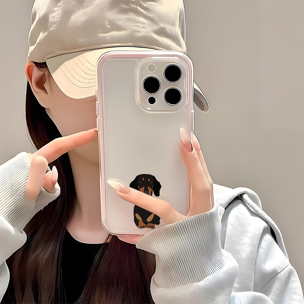 Прозрачный чехол для телефона с рисунком таксы Для iPhone 17 16 15 14 13 12 11 Pro Max Air Plus 2 в 1 Силиконовый мягкий чехол конфетного цвета