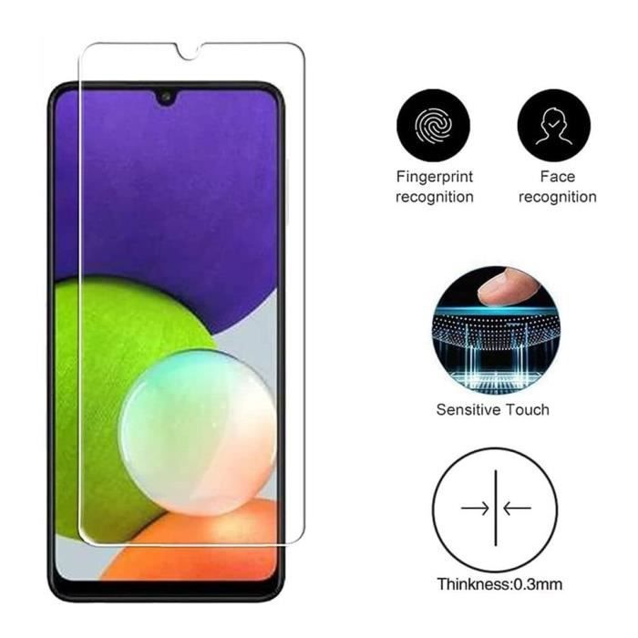 Coque de protection - Toproduits® - Samsung Galaxy A22 4G - Noir - Verre trempé - Stylet inclus