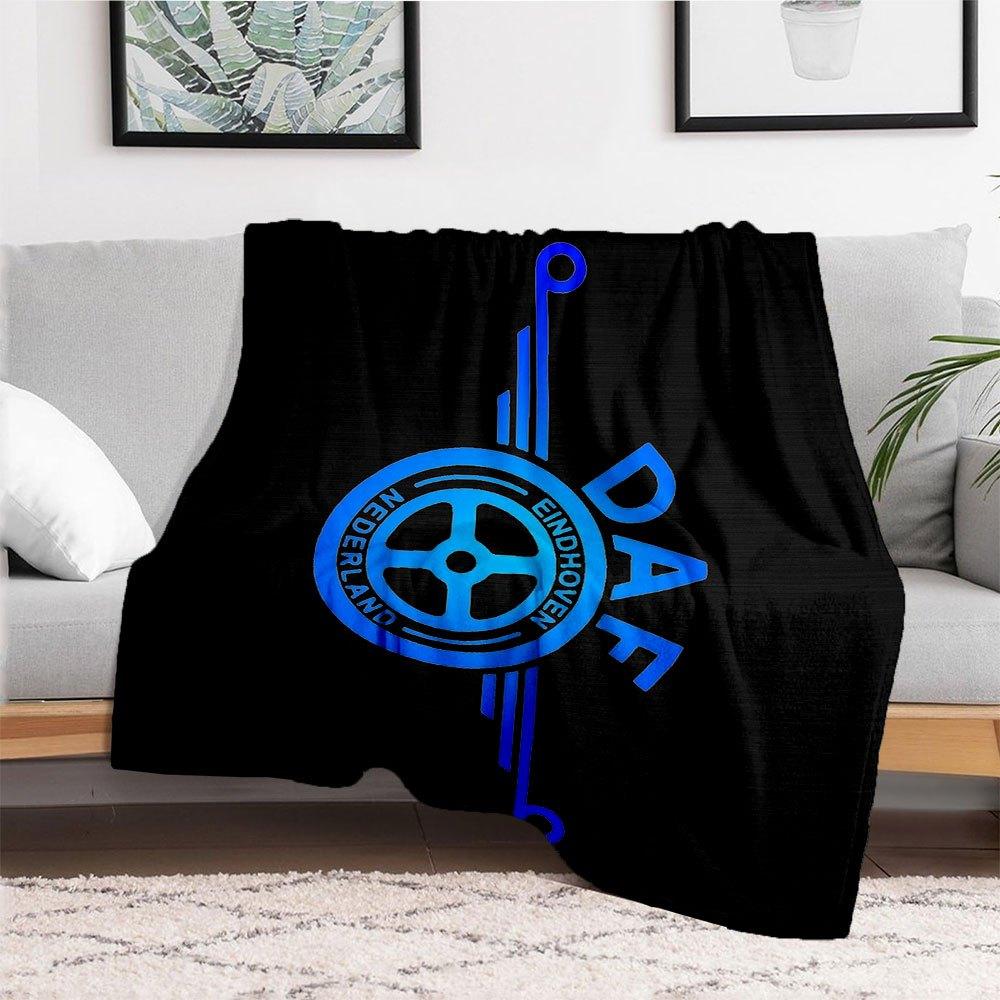 DAF Truck Logo Decal Sticker BlueBlanket Flannel Throw Blanket for Sofa, Bed, Travel, Camping, Office, Couch, Chair, And Bed Gift for Christ