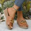 Мода Плюс Размер 2025 Новые Летние Шлепанцы на Платформе Женские Горячая Распродажа Повседневные Клинья Металлическая Отделка Сандалии для Улицы Повседневные Шлепанцы