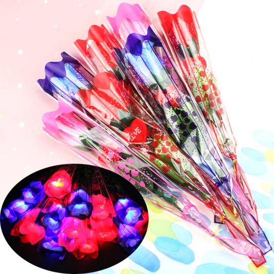 1Pc Glow In Dark LED Light Artificial Rose Flower Girl Romantic Gift Holiday Toy