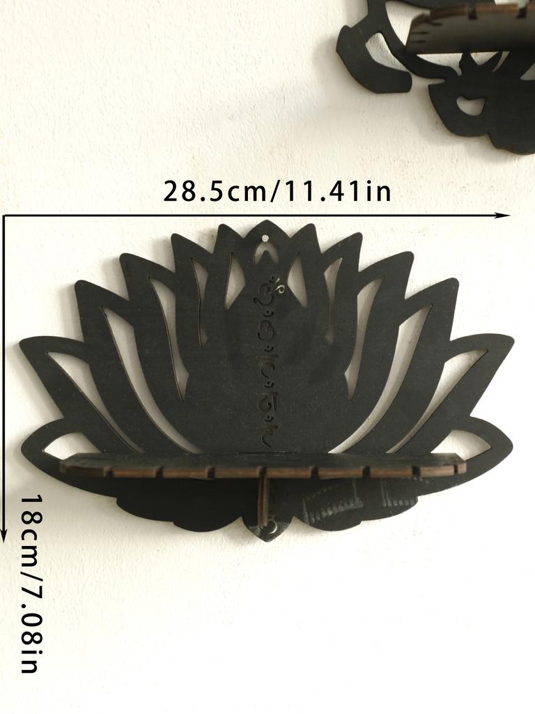 Полка-дисплей Lotus Ccrystal Черные Деревянные Настенные Полки Boho Плавающая Настенная Полка для Спален Офисов Гостиной Эстетичный Подарок