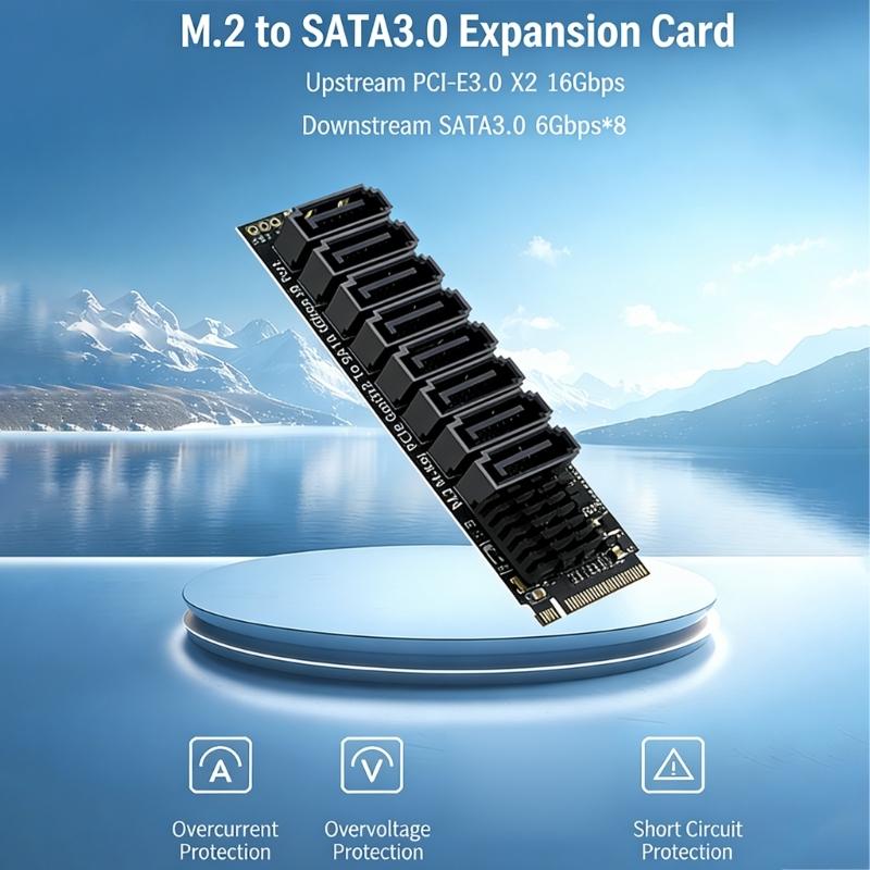 M.2 NVME PCIE to SATA3.0 6Gbps 6 Port Expansion Card Hard Drive Extended PCIE Adapter Card For Monitoring