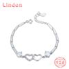 Lindon Women Zircon 925 Sterling Silver Jewelry Geometric Bead Chain Link Bracelet Fashion Fine Wedding Gift for Girlfriend