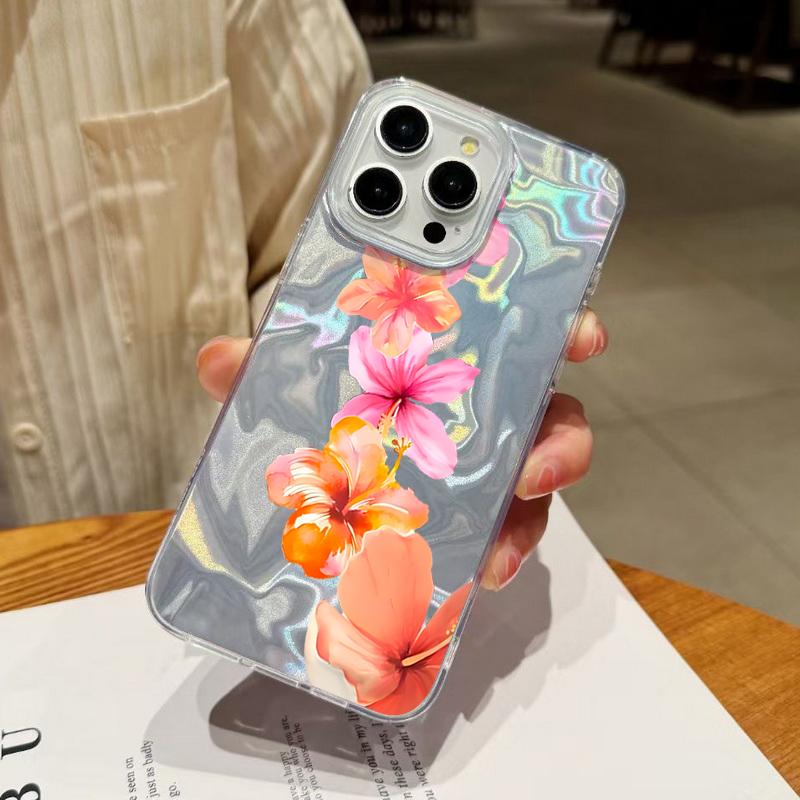 Slim Red Lily Flower Pattern Phone Case For iPhone 17 Air 16e 16 15 14 Pro Max 13 17 Pro Max Shockproof TPU Hybrid Hard PC Phone Cover