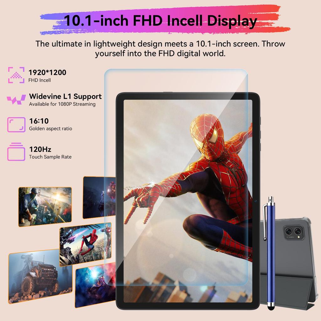 TABWEE T20 Android 15 24GB RAM  256GB ROM Tablet 10 Inches 1280x 800 FHD FHD Display Octa Core T606 PC Tablet with Keyboard
