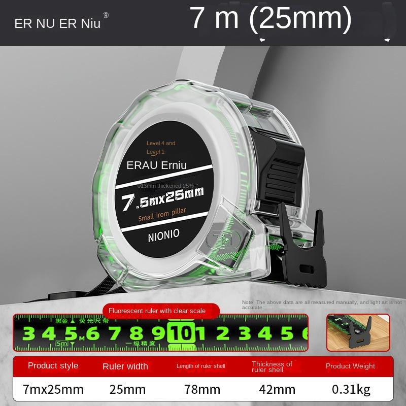 3/5/7/10 м флуоресцентная рулетка с двухсторонней шкалой, черная технология, износостойкая утолщенная многоцелевая измерительная лента