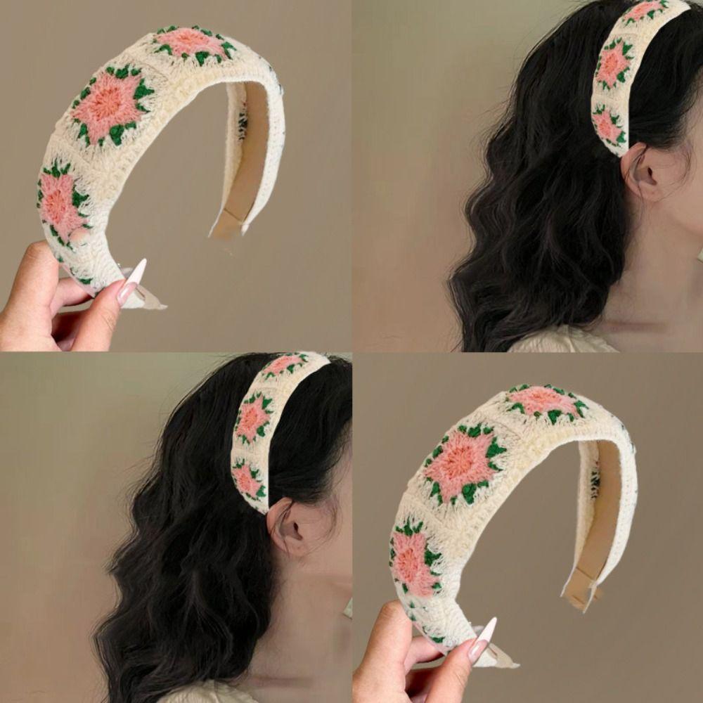 Повязка на голову с вышивкой в стиле бохо, яркая, с широким краем, повязка на голову на каждый день