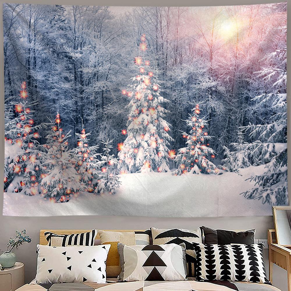 Рождественский лес снежная сцена гобелен дерево настенное украшение гостиная спальня общежитие домашнее украшение