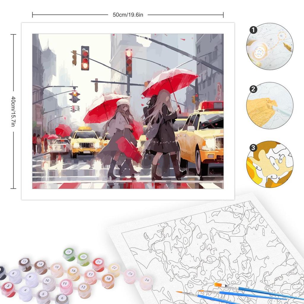 Frame City Street Painting By Numbers Kits For Adults Landscape Starter Kit Wall Art Diy Gift Acrylic Paint On Canvas 40x50cm