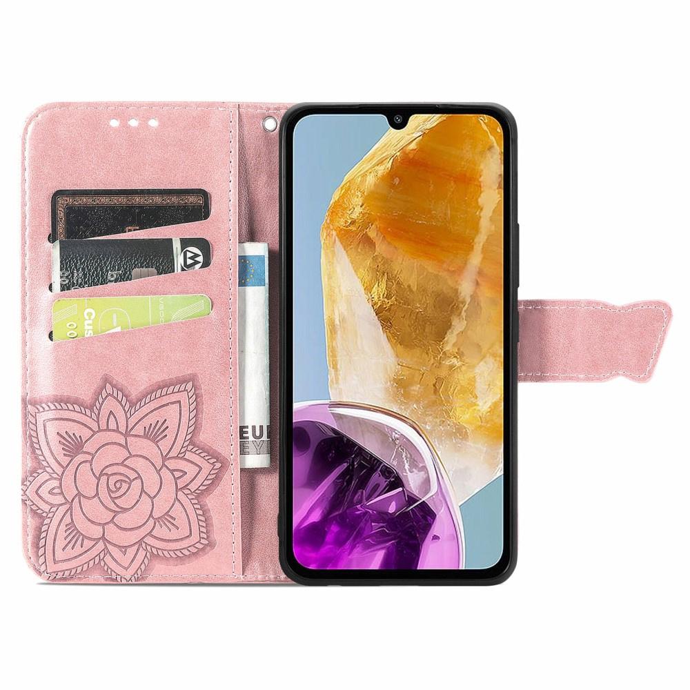 Flip case for Samsung Galaxy M15 5G, Butterfly, rose gold